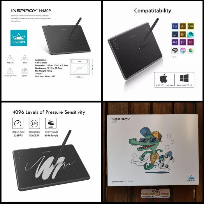 Huion H430P Graphic Drawing Tablet Design Signature OSU Tablet Gambar
