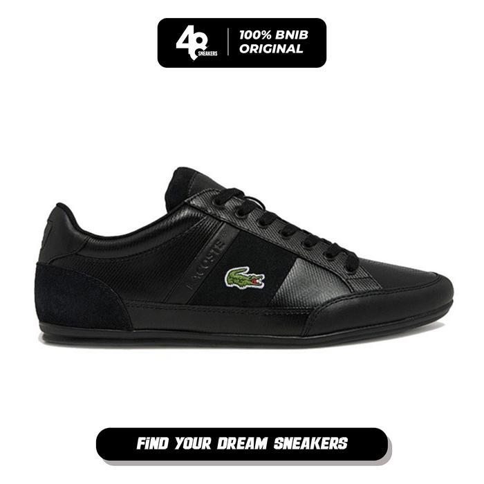 TERLARIS Sepatu Sneakers Pria Lacoste Chaymon BL Leather Black (743CMA003502H) Original