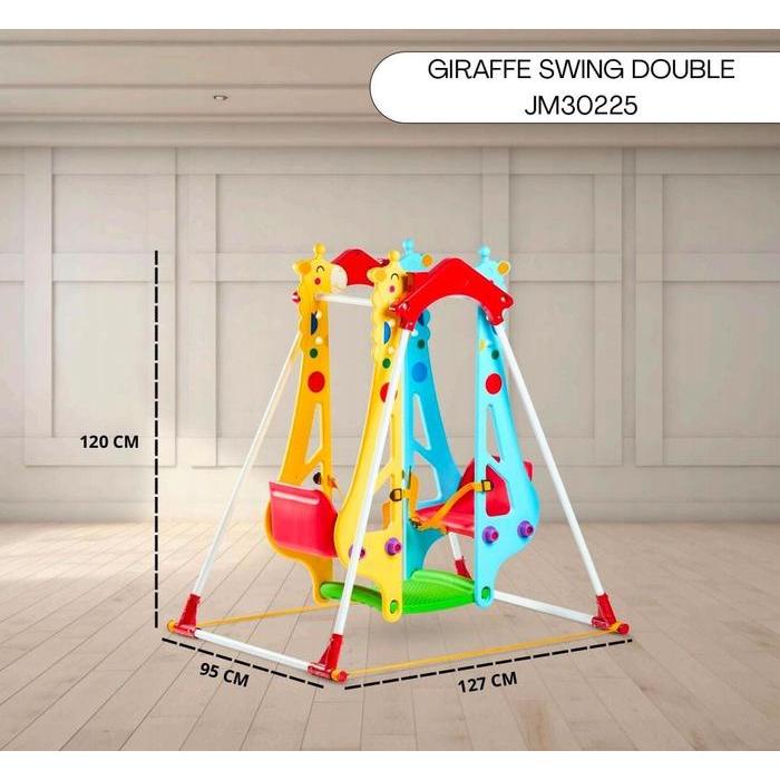 Ayunan Anak Popo Double Swing Mainan Ayunan Besi Kursi Kembar Giraffe model Jerapah Single Swing