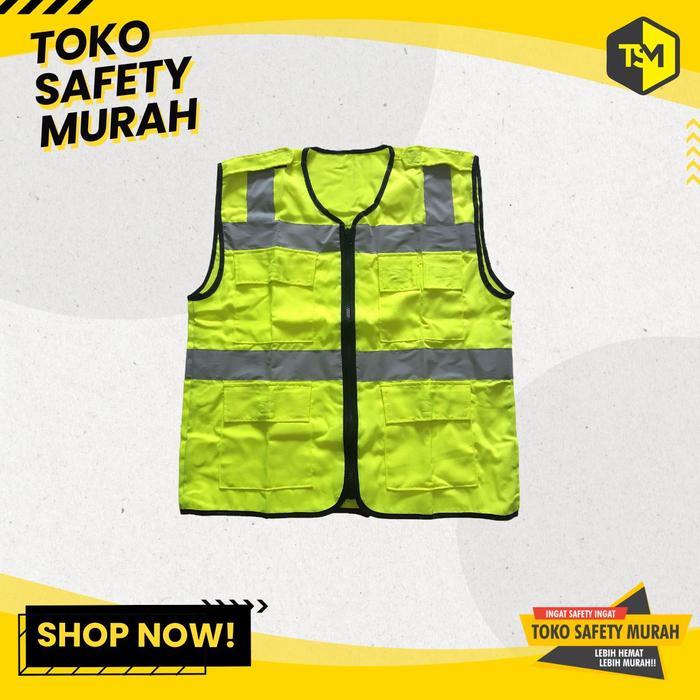 Rompi Safety Proyek dengan Resleting / Baju Safety Murah Alat Safety