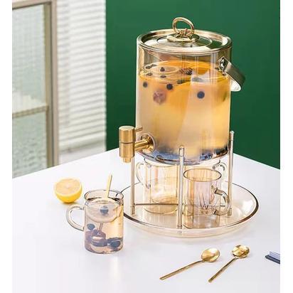 Tempat Wadah Air Jus/Dispenser Jus 3L/Water Jug Dispenser Kaca Set