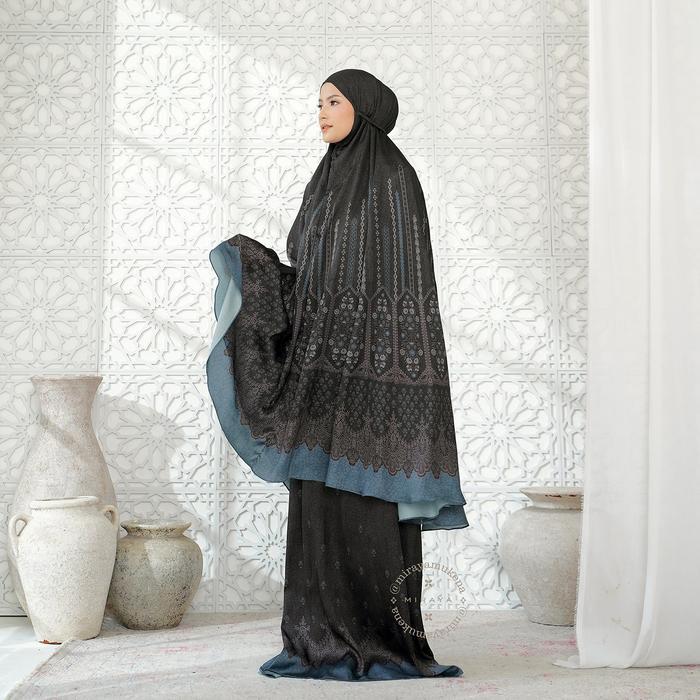 Mukena Travel Printing Miraya Frilly Onyx