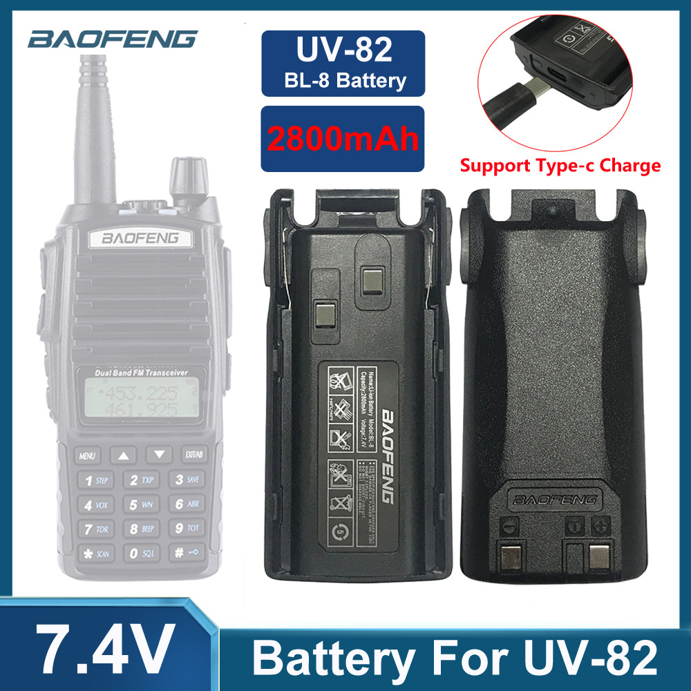 Baofeng Original UV82 2800mAh BL-8 Battery Type-C Charger For UV82 Plus UV-8D UV-82WX UV-89