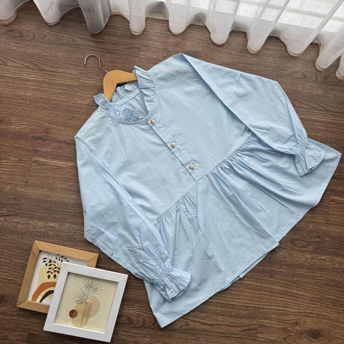 Savanna Blouse Wanita Blouse Poplin Atasan Wanita Kancing Gold Terpercaya