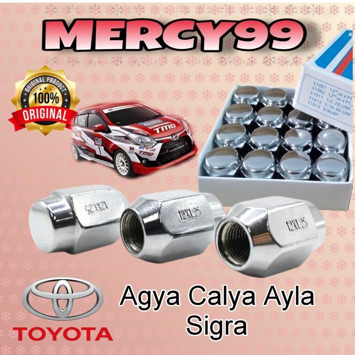 Mur Roda Racing Baut Velg Mobil Agya Calya Ayla Sigra 16/20 Biji Bahan Baja Made In Japan