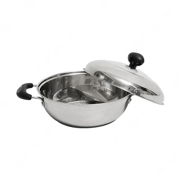 wajan / wok stainless steel 304 dengan tutup