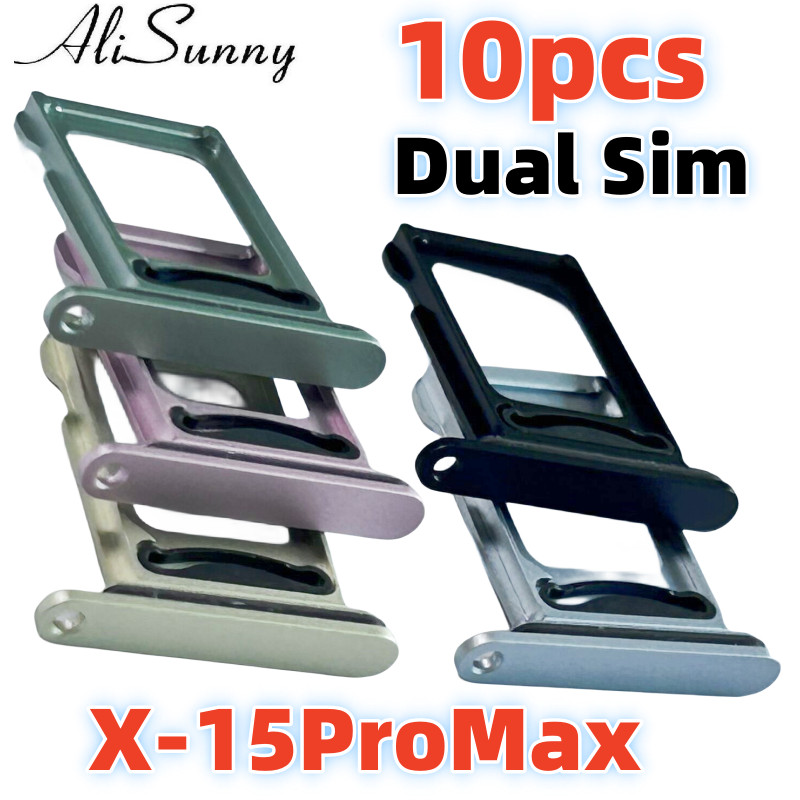 10Pcs Dual Sim Tray Card Holder For 15 Plus 14 Pro 12 13 11 X Xr Xs Sim Nano Adapter Drawer Fix