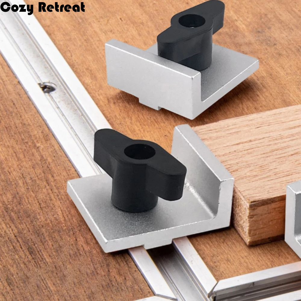 4 Pcs Set T Track Stop Block With Knobs Inline Design Short Stop Kit T-Track System Silver Color