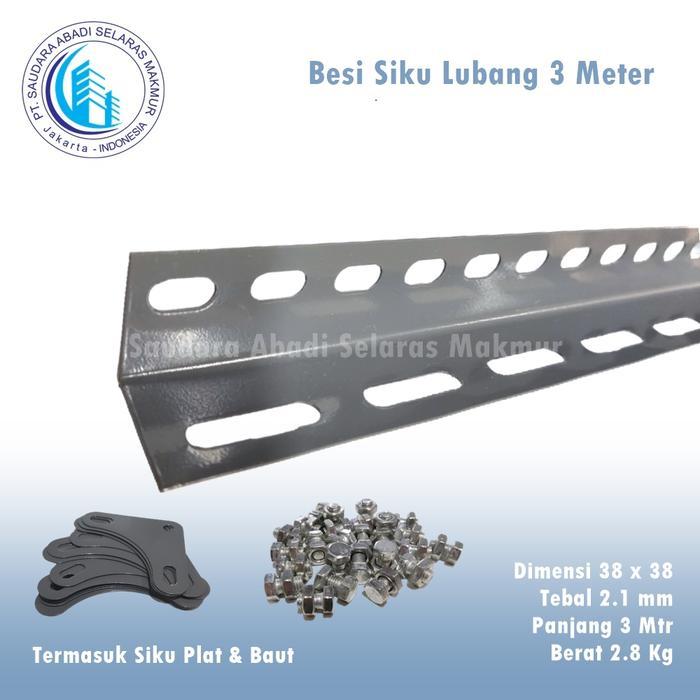 Rak Siku Lubang besi / besi siku lobang (2.1mm) 3 Meter