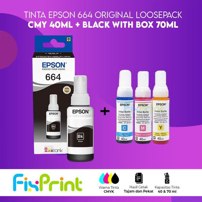 Tinta Printer EPSON L120 ASLI 100% 664 T6641 40ml loosepack 1 satu set
