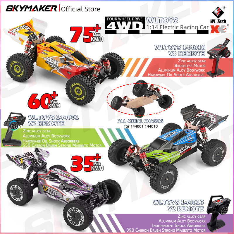 Wltoys 1/14 144016 144001 Brush Rc Car 144010 Brushless Metal 1:14 High Speed 4 Dr Off-Road 2.4G