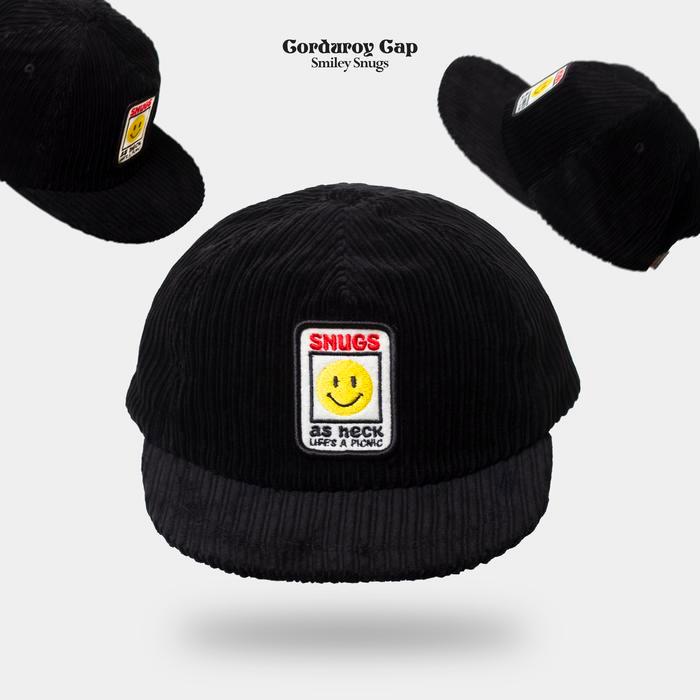Ready Corduroy Cap Black - 6 Panel Baseball Cap - Lidah Visor Pendek - Simmer Snugs Topi