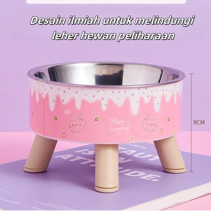 Pet Feeder Bowl Makan Kucing Tinggi Stainless Steel Pet Feeder Bowl Tempat Minum Kucing