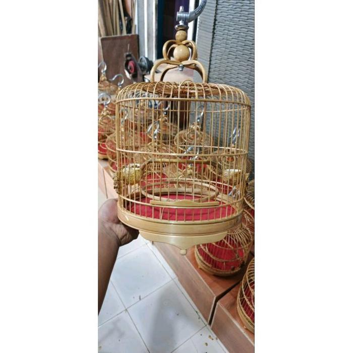 sangkar cungkok pleci diameter 24cm sudah coating fullset aksesoris