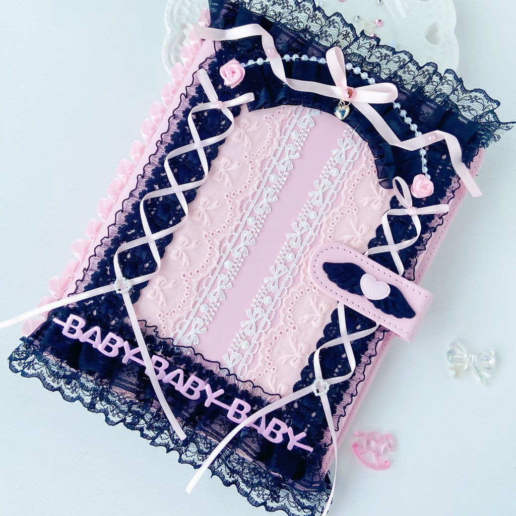 Black Lace Style A5 Binder Star Chasing Cool Cute Baby Handmade Photocard Album Postcards Storage