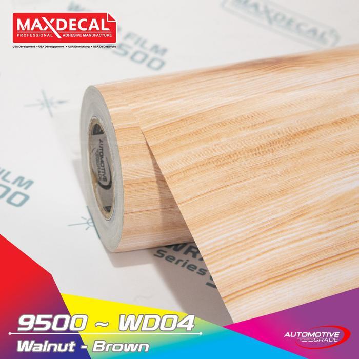 MAXDECAL 9500 WD04 Walnut BROWN Sticker Vinyl Bidang 152 cm Motif Kayu Lentur Tahan Air
