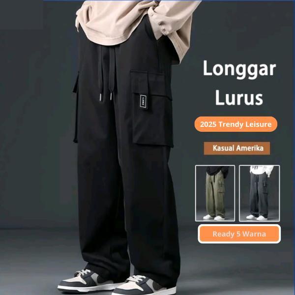Consina - Celana Cargo Panjang Pria Fashion Longgar Celana Kulot Cargo Pants Oversize Celana Cargo