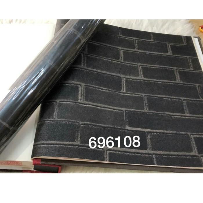WALLPAPER DINDING MURAH MOTIF BATU BATA HITAM ABU