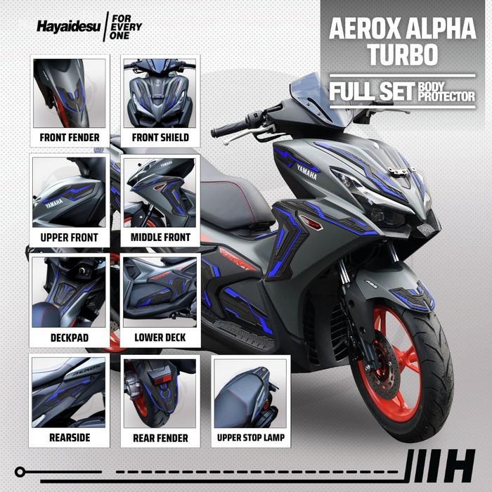 Hayaidesu Yamaha AEROX ALPHA (Standard/Cyber City/Turbo) Paket FULL SET Body Protector Cover Gratis