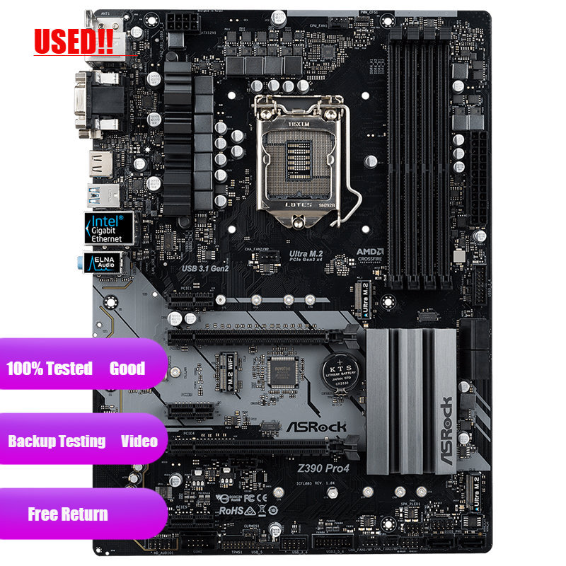 ASRock Z390 Pro4 Original Desktop 1151 Motherboard Z390 Socket LGA1151 DDR4 SATA3 USB3.0 M.2
