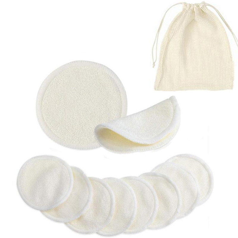 Reusable Bamboo Makeup Remover Pads 12pcs/Pack Washable Rounds Cleansing Facial Cotton Make Up