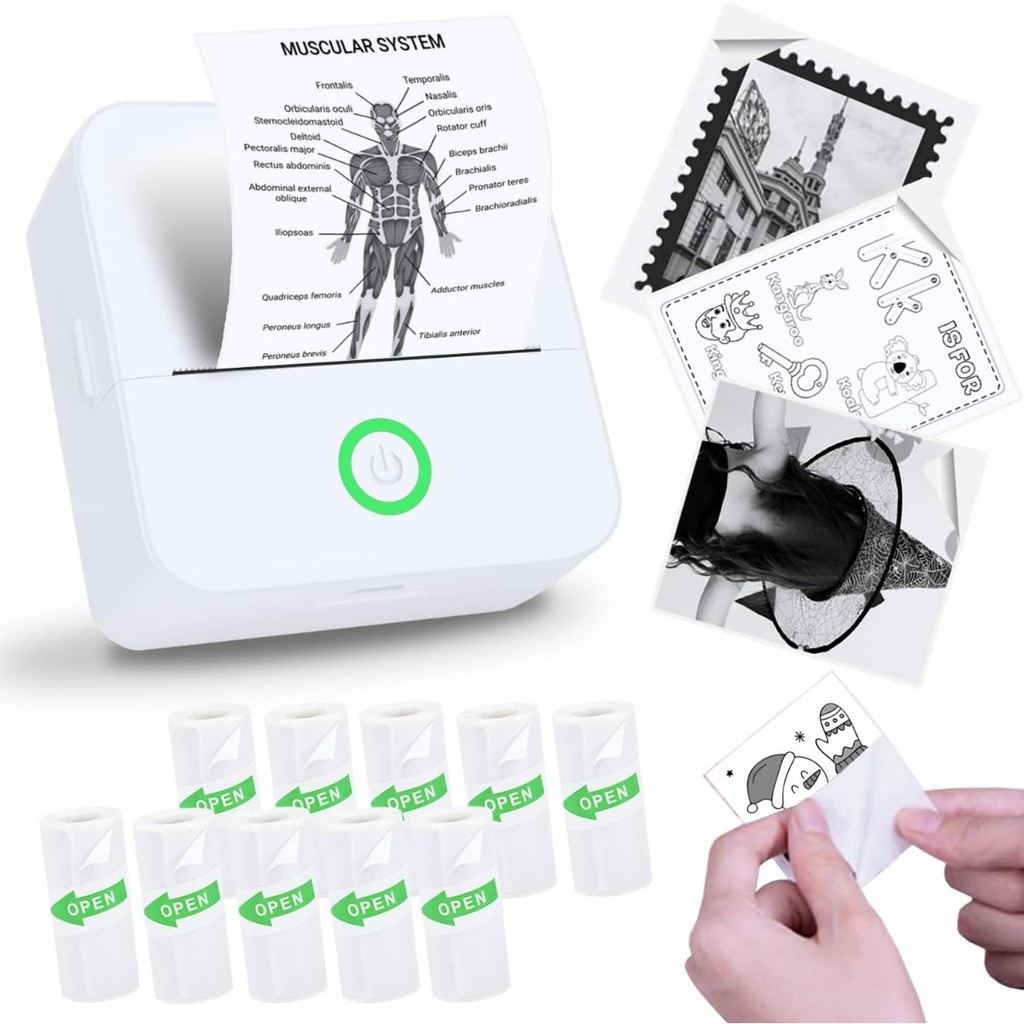[Portable Mini Printer] Portable Thermal Mini Printer Inkless Pocket Photo Printer for Pictures,
