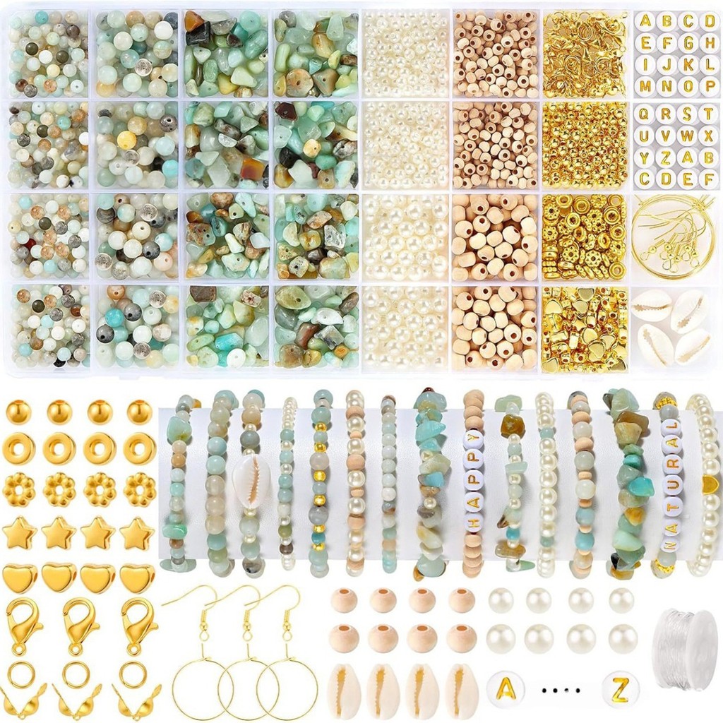 1562 PCS Jewelry Making Kit Charm Bracelet Making Kit Adults Stone Beads for Stone DIY
