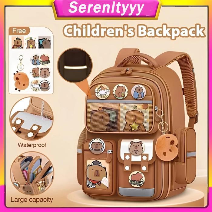 [COD] Tas Sekolah SD Capybara - Tas Karakter Lucu untuk Anak Kelas 1-6, Kapasitas Besar, Tas Ransel