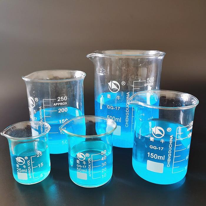 Gelas Ukur Lab Kimia Kaca Borosilicate Glass Berbagai Ukuran