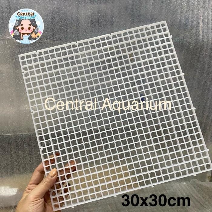 Sekat Kaca Aquarium /Tutup Aquarium / Tatakan media filter 30x30cm Pemisah Ruang Aquarium Kuat Dan