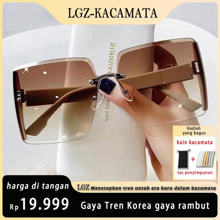 Kacamata Pantai Bingkai Persegi Untuk Wanita Anti UV dan Elegan/Kacamata Hitam UV400 Bingkai Besar