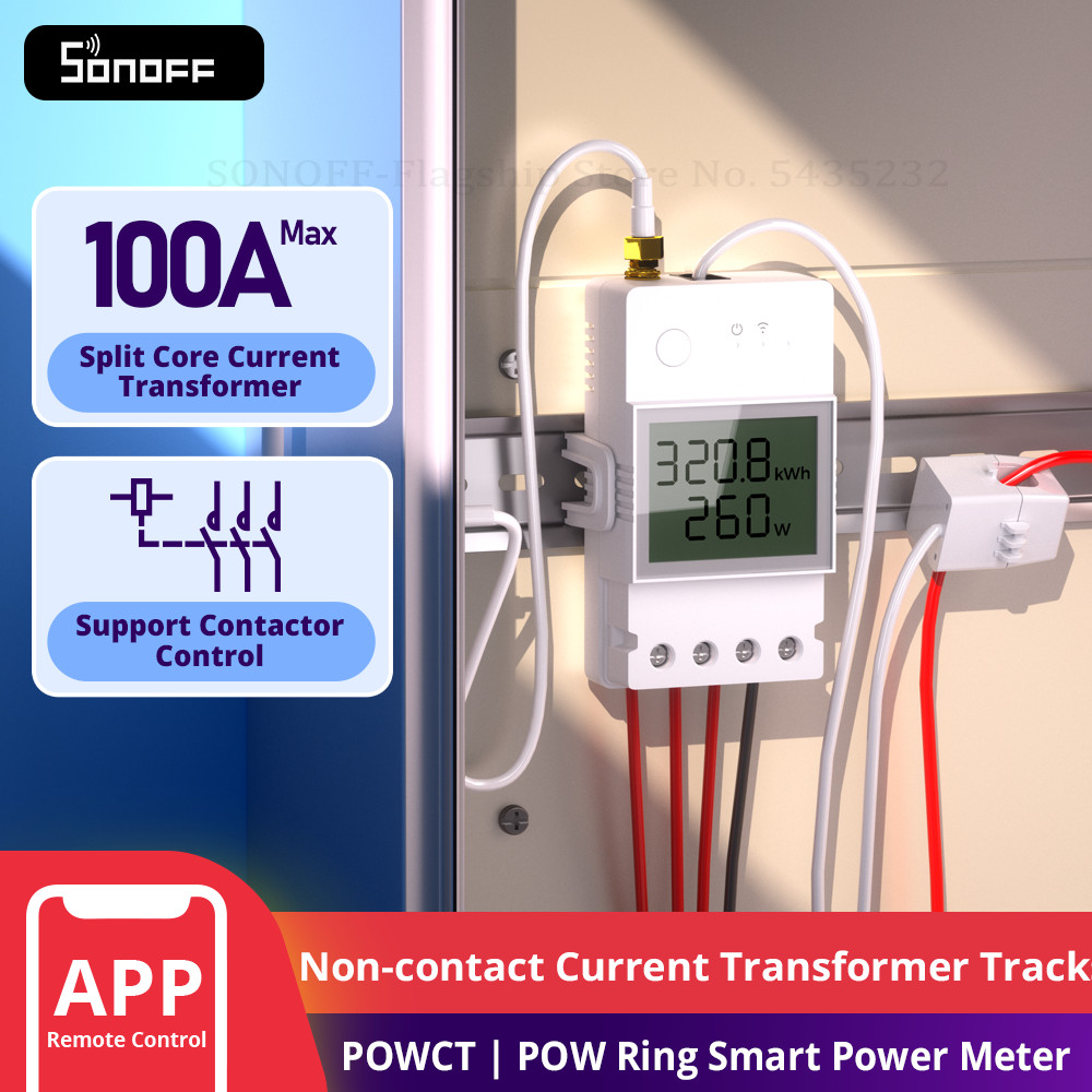 SONOFF POWCT 100A Max WiFi POW Ring Smart Power Meter Split CT Sensor ESP32Chip Energy Monitor Smart