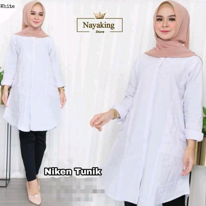 TUNIK POLOS PUTIH BAHAN TEBAL KATUN OXFORD KEMEJA KERJA/BAJU GURU/BAJU PNS