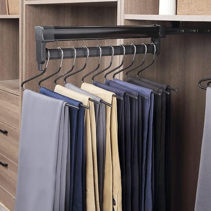 Rel Pakaian Geser Teleskopik Aksesoris Lemari Baju Clothing Rail Wardrobe Hanger Rack