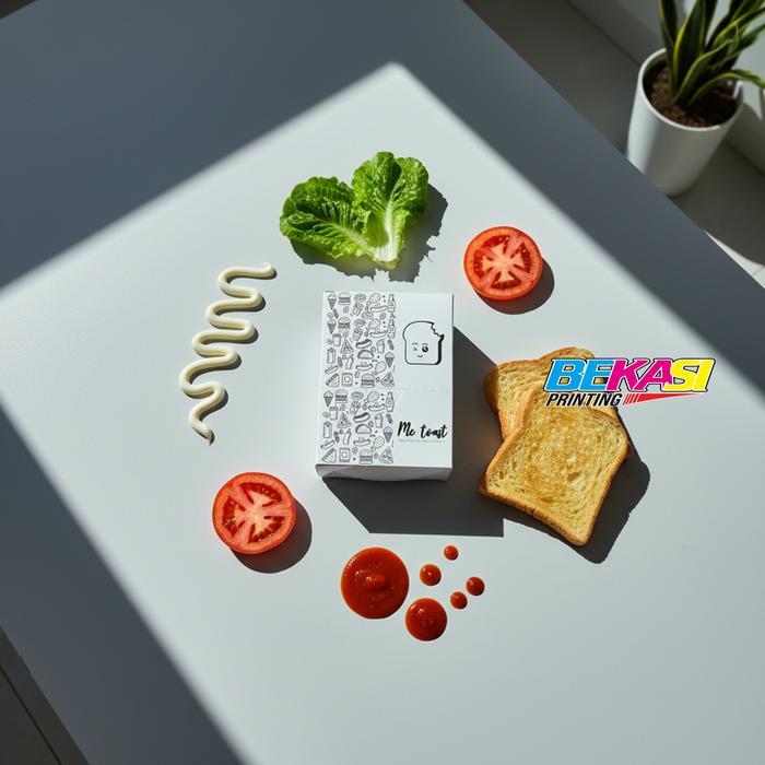 Cetak Custom Take Away Toast Box Tutup Dus Kotak Roti Bakar Panggang Kekinian