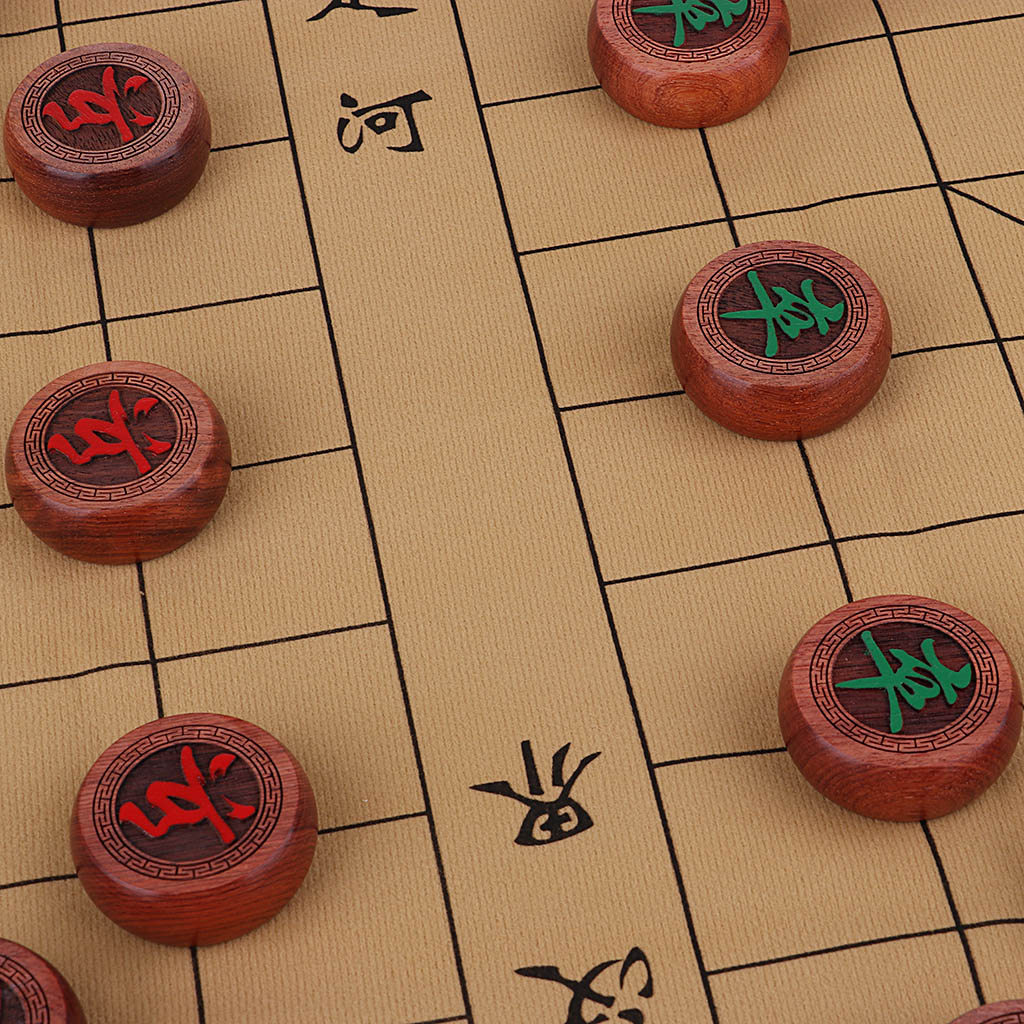 High-end Rosewood Chinese Chess Set Traditional Xiangqi Classic Board Game with PU Wrapped Case for