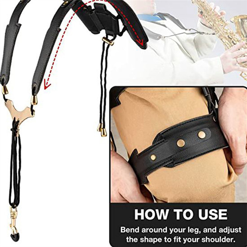 ABST Saxophone Shoulder Neck Strap Adjustable Saxophone Black Backpack Musical Instrument