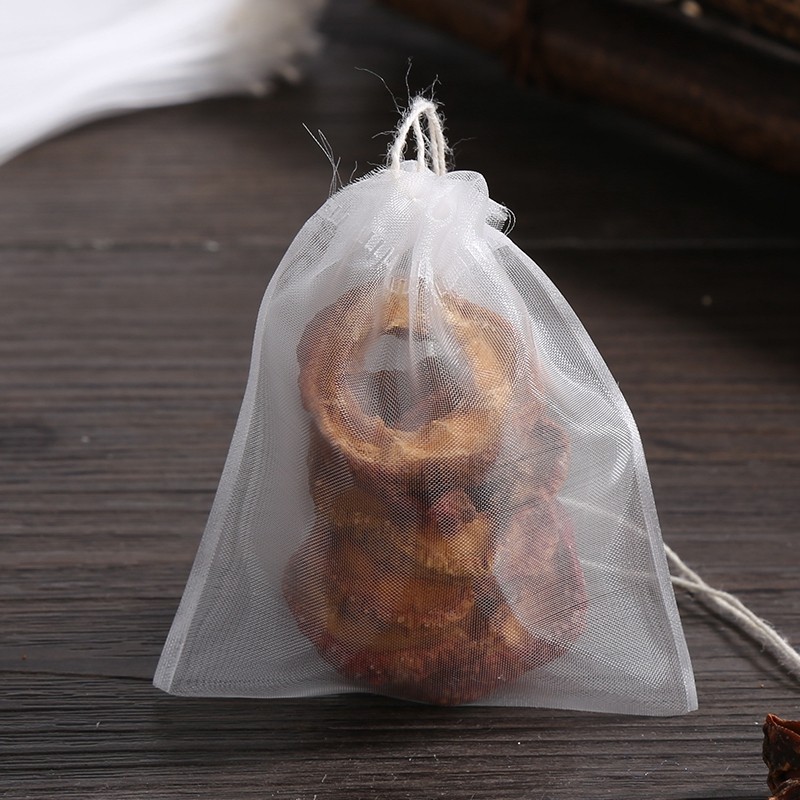 Transparent Nylon Teabags Empty Tea Bags Disposable Nylon Tea Bags with String Heal Seal Filter Bag