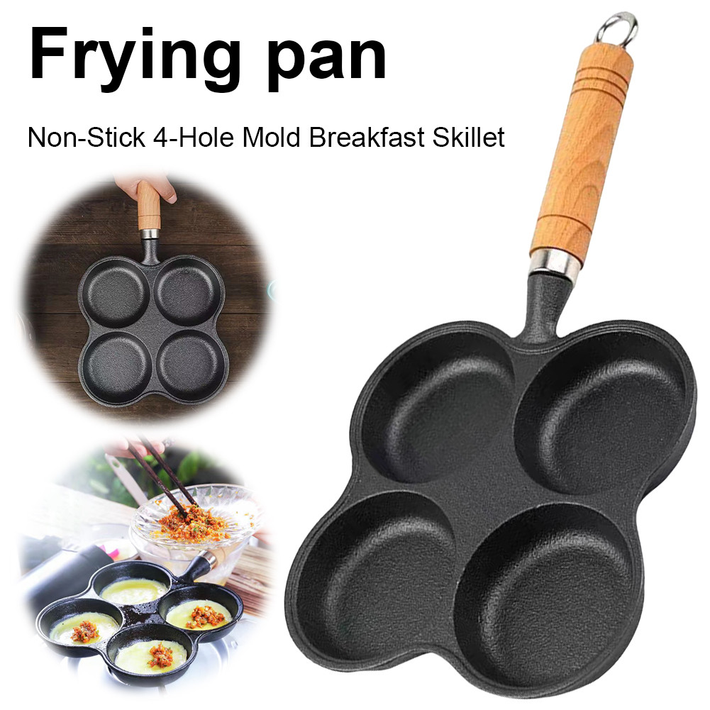 4 Hole Omelet Pan Egg Frying Pan Granite Coating Omelette Skillet Divided Egg Omelet Pan for Gas