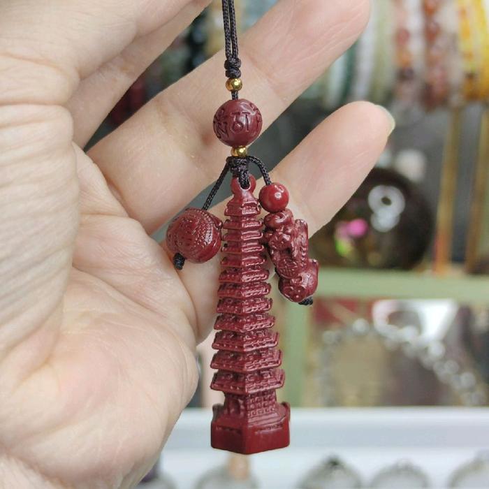 Gantungan Cinabar Pagoda Natural Stone