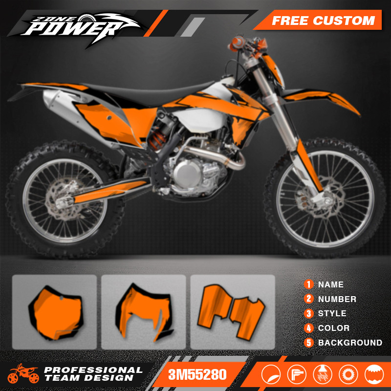 Powerzone Full Set Motorcycle Background Decal Sticker For KTM 125 200 250 300 350 450 500 SXF