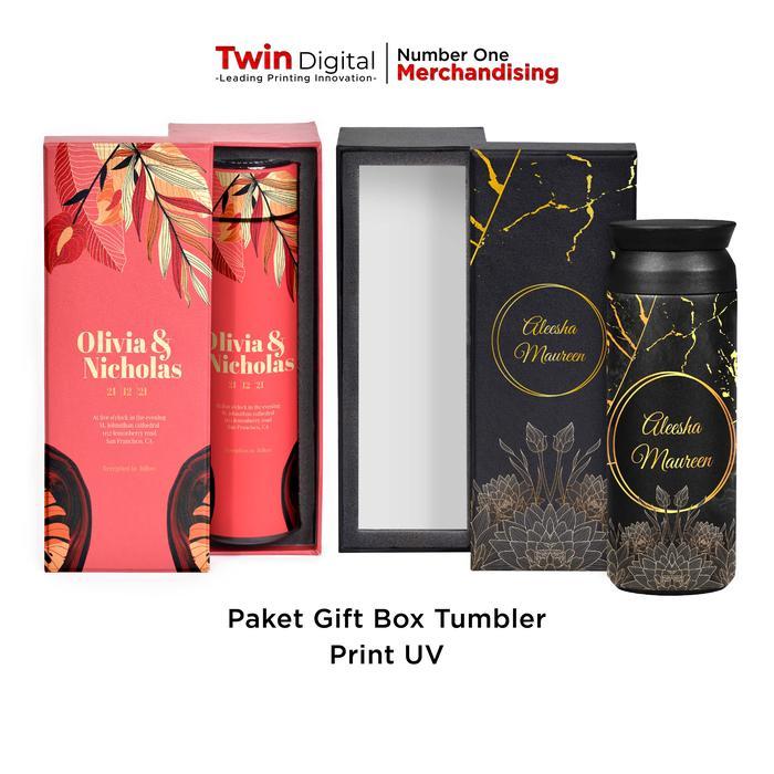 Paket Gift Box Tumbler Print UV - Custom Hard Box + Tumbler