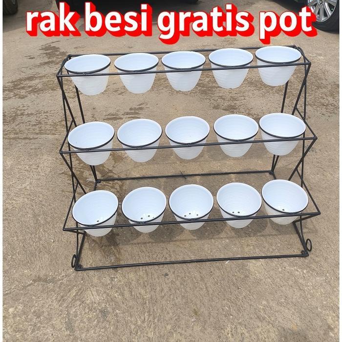 RAK BESI JUMBO BESAR GRATIS DENGAN POT/STANDING POT BESI/RAK BUNGA BESI/RAK POT BUNGA