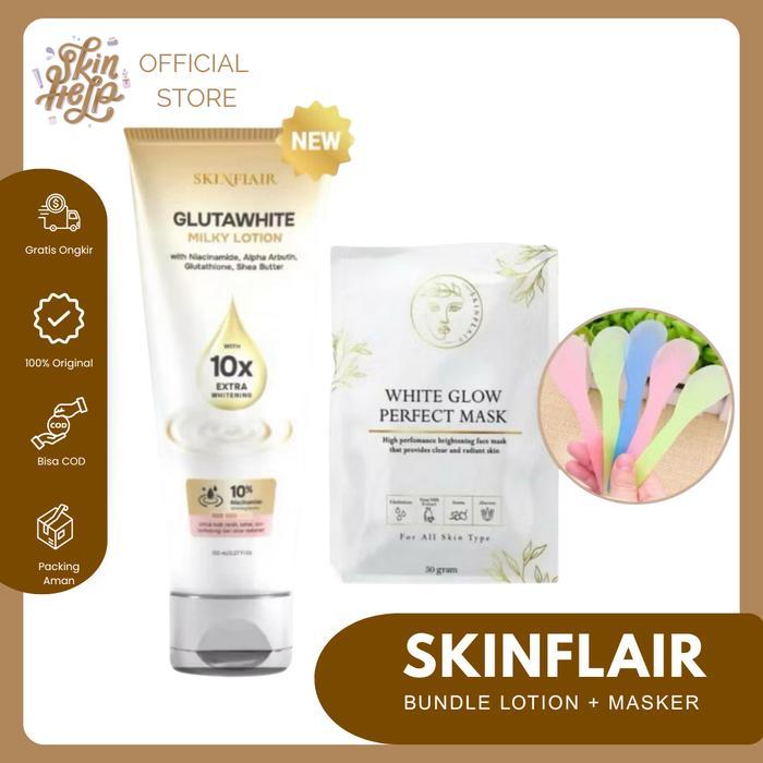 READY SKINFLAIR WHITE GLOW PERFECT MASK POWDER (FREE SPATULA) MASKER WHITENING GLOWING BY SKINFLAIR