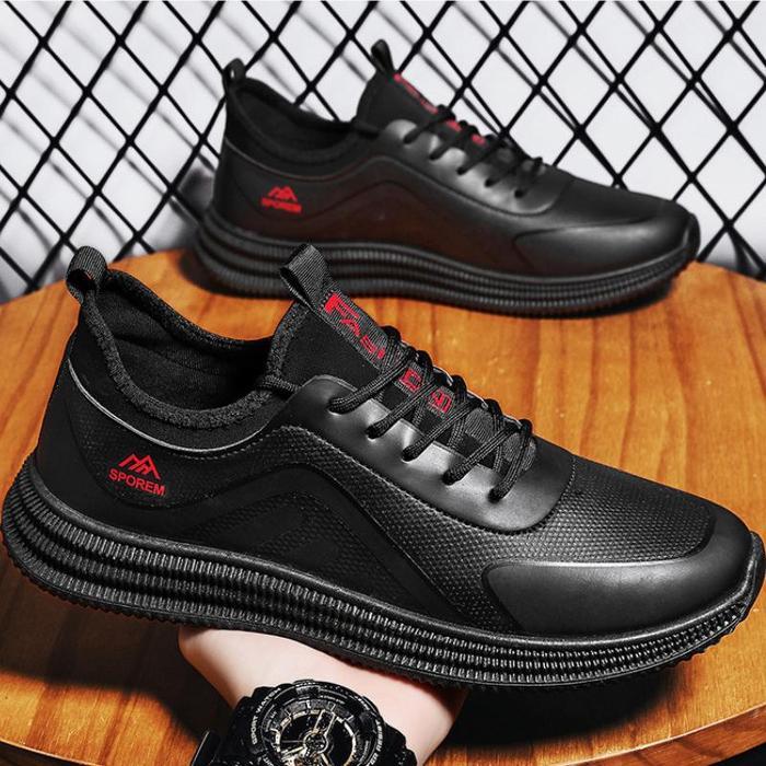 Aerostreet - Sepatu Trendy Sneakers Pria 128060 Model Terbaru Fashion Casual Sport Black Shoes