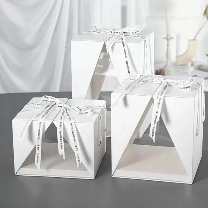 Stok Baru Kotak Kue Mika Bulat Transparan Kotak Kue Mika Tabung Mika Cake Box