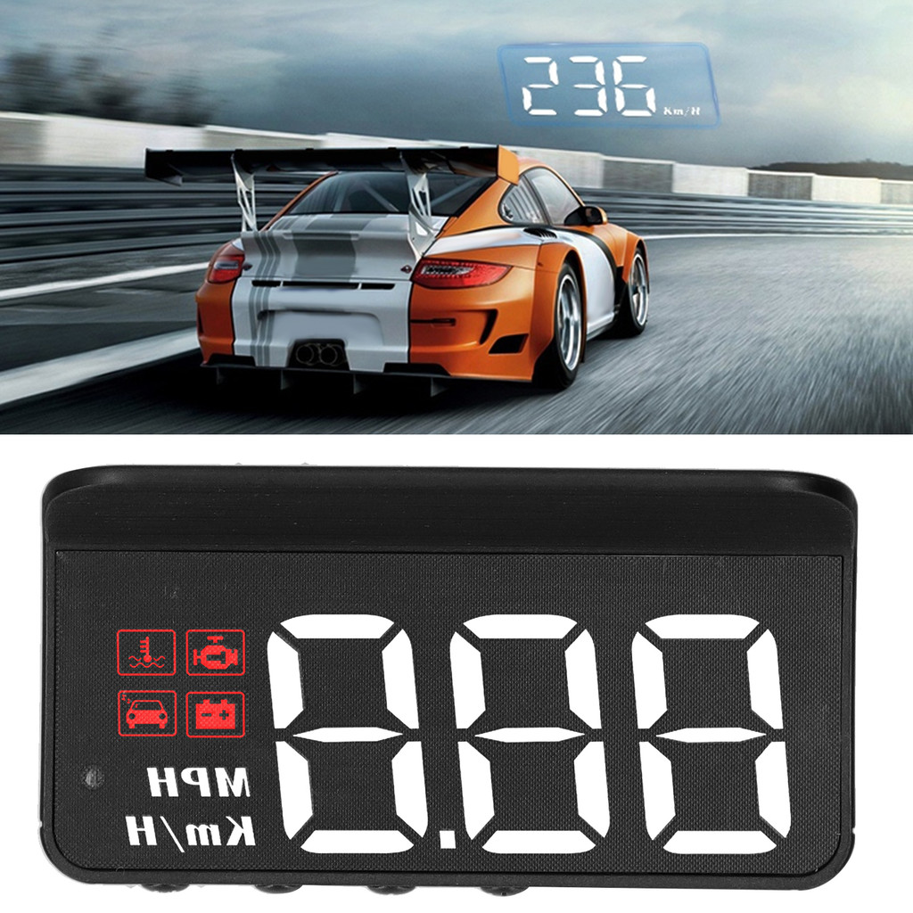 OBD2 HUD Head Up Display Windshield Projector Multi‑Function Gauge Alarm Fatigue Driving Reminder Sp