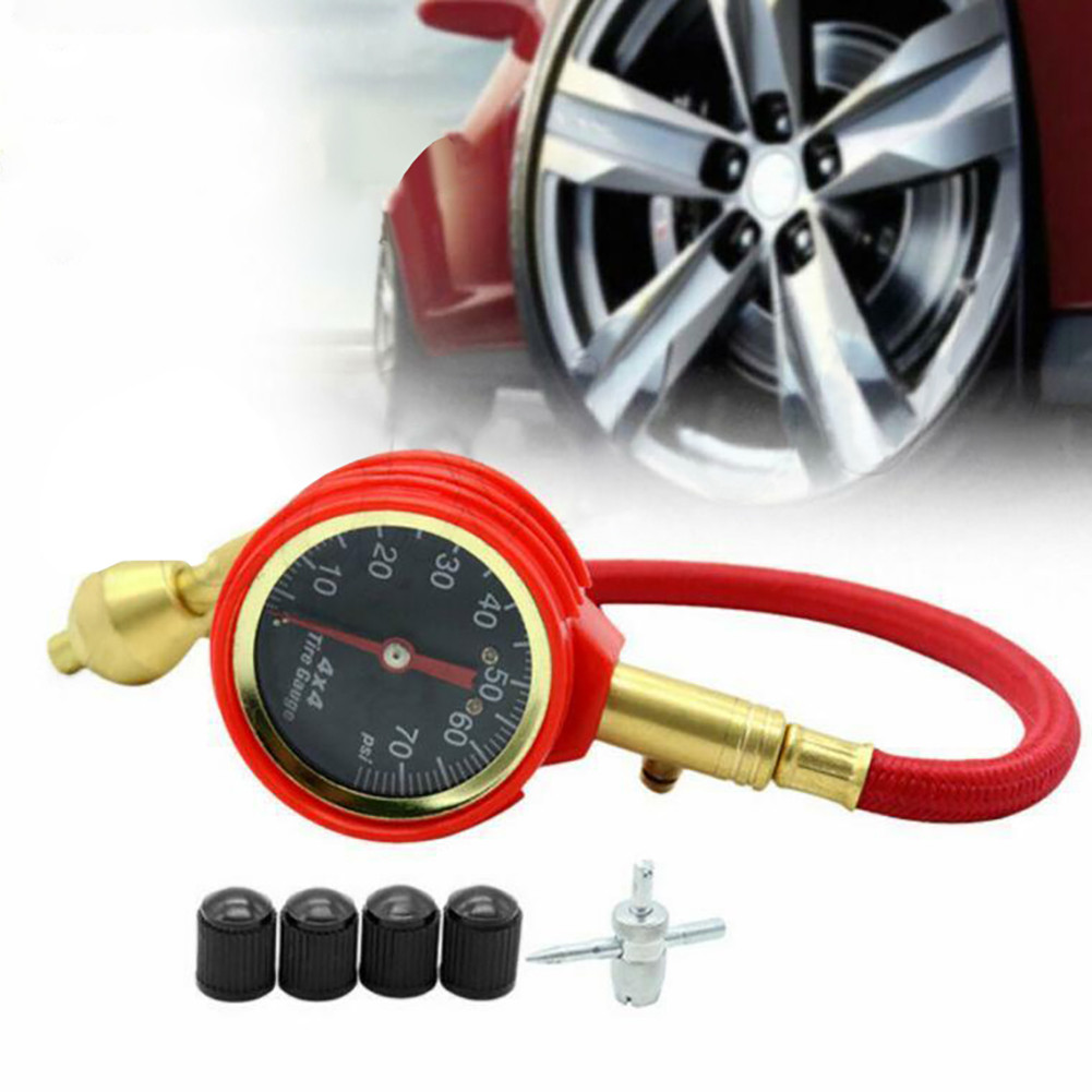 Tire Pressure Gauge With Long Hose Air Pressure Gauge Tire Deflator Pointer Meter Tire Gauge For Car