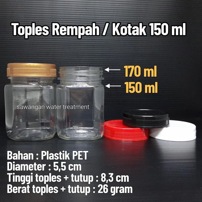 Toples Plastik 150ml Kotak / Toples 150ml kotak / Toples sambal