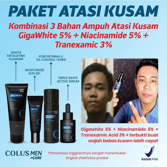 Paket Skincare PriaAtasi KusamColus Men Paket Sun Gel + Face Wash + Toner + Serum Skincare Pria